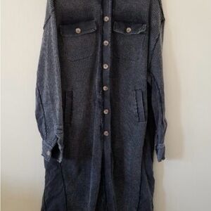 Oli & Hali washed black button front, knit duster.